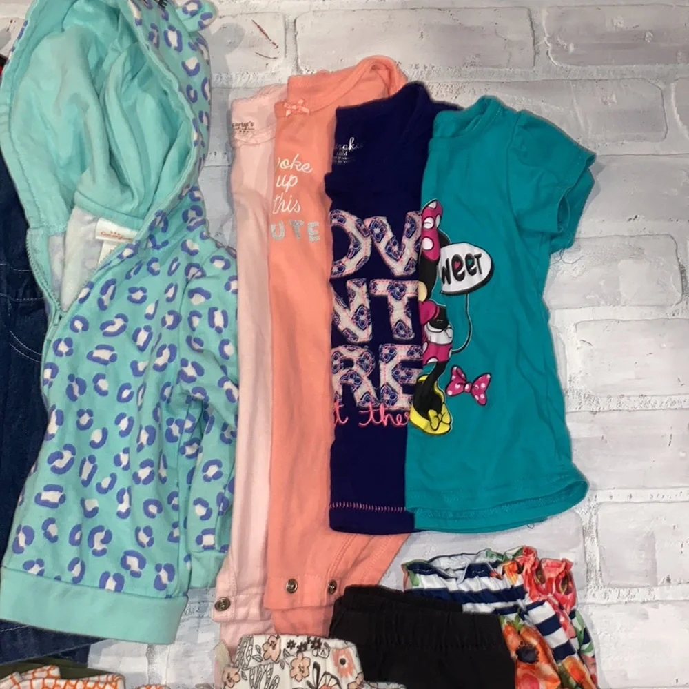Babygirl toddler 18m spring & summer top footie shorts bundle!